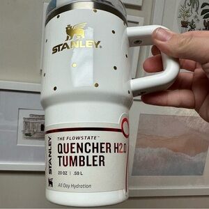 Stanley 20 oz. Frost polka dot White and Gold Quencher Tumbler - NWT